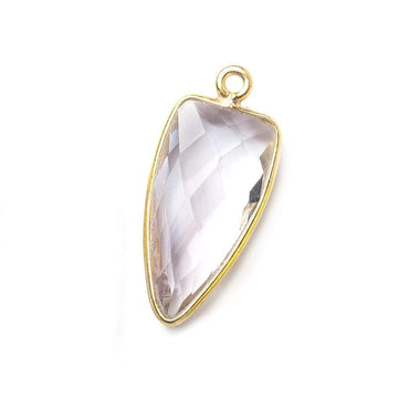 21x11mm Vermeil Bezel Pink Amethyst faceted point 1 focal bead (ONLINE ORDER ONLY)