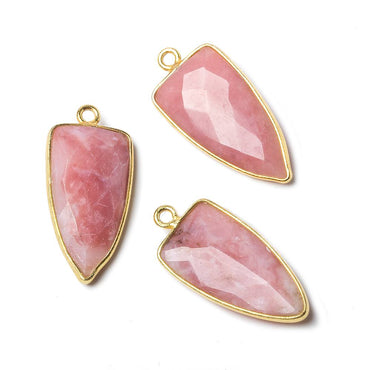 21x11mm Vermeil Bezel Pink Peruvian Opal faceted point 1 focal bead (ONLINE ORDER ONLY)