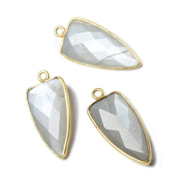 21x11mm Vermeil Bezel Platinum Grey Moonstone faceted point 1 focal bead (ONLINE ORDER ONLY)