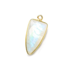 21x11mm Vermeil Bezel Rainbow Moonstone faceted point 1 focal bead (ONLINE ORDER ONLY)