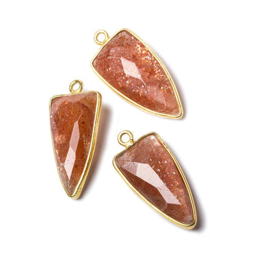 21x11mm Vermeil Bezel Sunstone faceted point 1 focal bead (ONLINE ORDER ONLY)