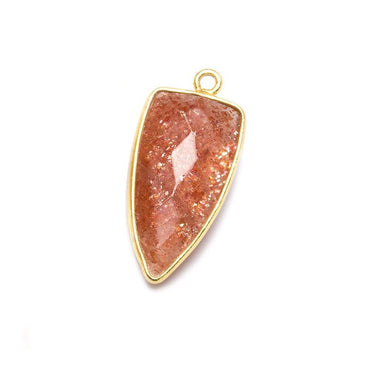 21x11mm Vermeil Bezel Sunstone faceted point 1 focal bead (ONLINE ORDER ONLY)