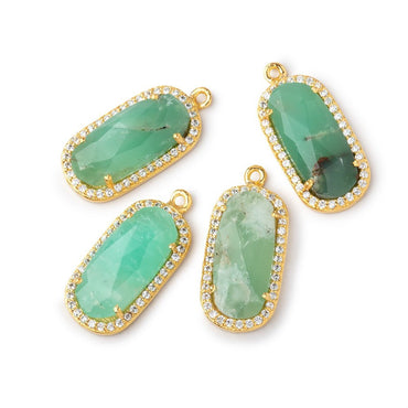 21x11mm Vermeil CZ Bezel Chrysoprase Oval Pendant 1 Focal Bead (ONLINE ORDER ONLY)