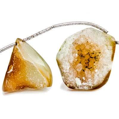 21x12-28x23mm Sandy Blonde Agate Drusy Freeform Beads 11 pieces (ONLINE ORDER ONLY)