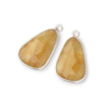 21x14mm .925 Silver Bezel Beryl Faceted Freeform Set of 2 Pendants (ONLINE ORDER ONLY)