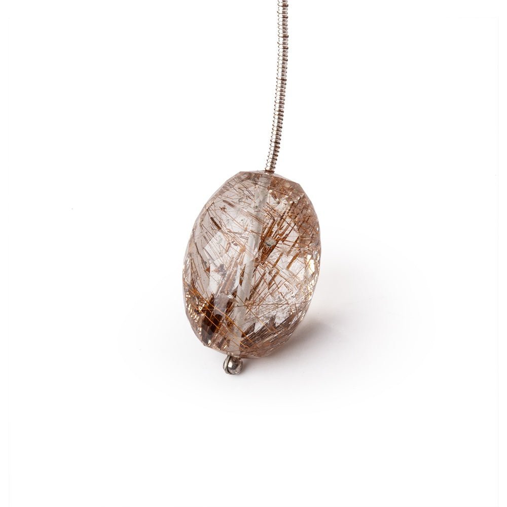 21x14mm Rutilated Quartz Faceted Nugget Focal Bead 1 piece (ONLINE ORDER ONLY)