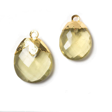 21x14mm to 23x17mm Gold Leafed Lemon Quartz Pendant Set of 2 (ONLINE ORDER ONLY)