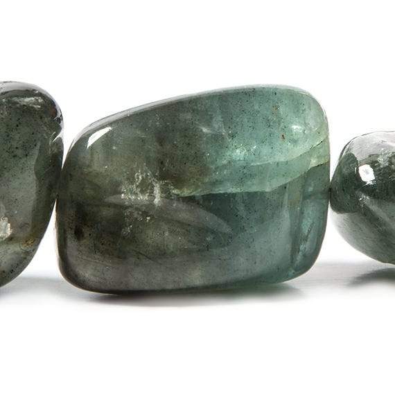 21x15.5-33x26mm Moss Aquamarine plain nugget Beads 18 inch 16 pieces (ONLINE ORDER ONLY)