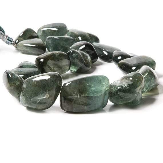 21x15.5-33x26mm Moss Aquamarine plain nugget Beads 18 inch 16 pieces (ONLINE ORDER ONLY)