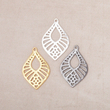 21x15.5mm Brushed Filigree Tear Drop Charm Set of 4 pieces (ONLINE ORDER ONLY)