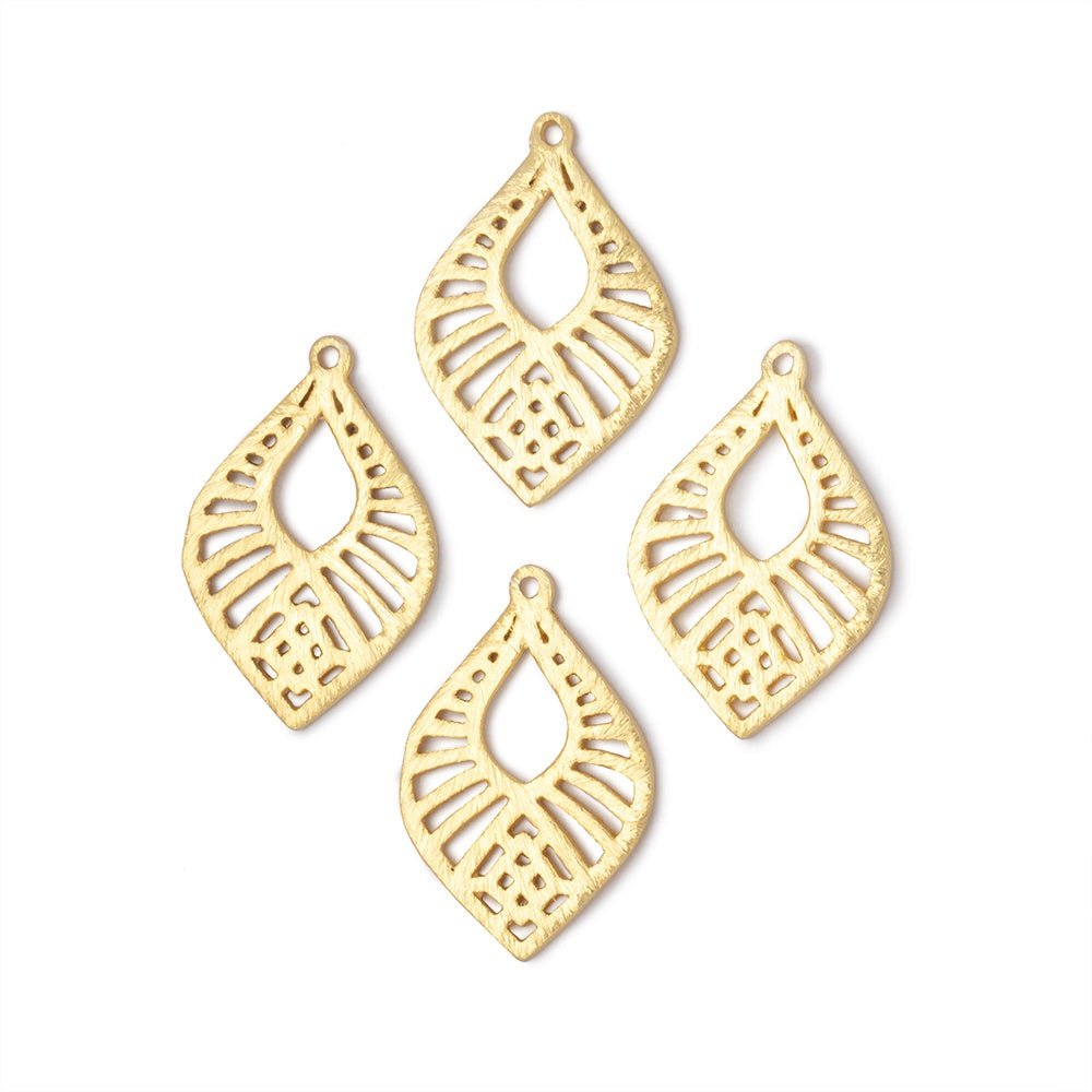 21x15.5mm Brushed Filigree Tear Drop Charm Set of 4 pieces (ONLINE ORDER ONLY)