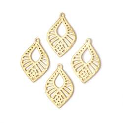 21x15.5mm Brushed Filigree Tear Drop Charm Set of 4 pieces (ONLINE ORDER ONLY)