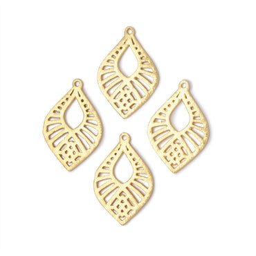 21x15.5mm Brushed Filigree Tear Drop Charm Set of 4 pieces (ONLINE ORDER ONLY)