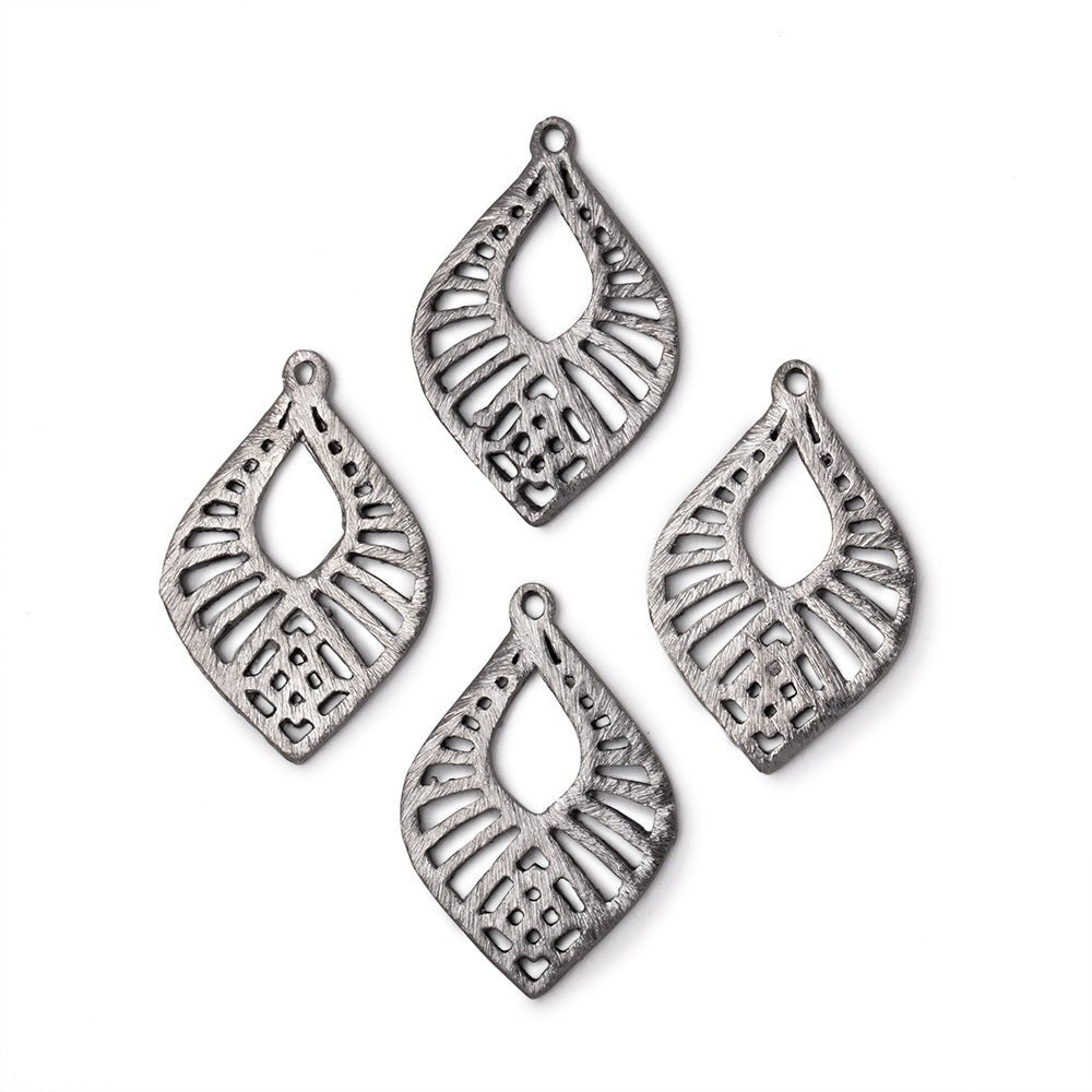 21x15.5mm Brushed Filigree Tear Drop Charm Set of 4 pieces (ONLINE ORDER ONLY)