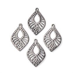21x15.5mm Brushed Filigree Tear Drop Charm Set of 4 pieces (ONLINE ORDER ONLY)