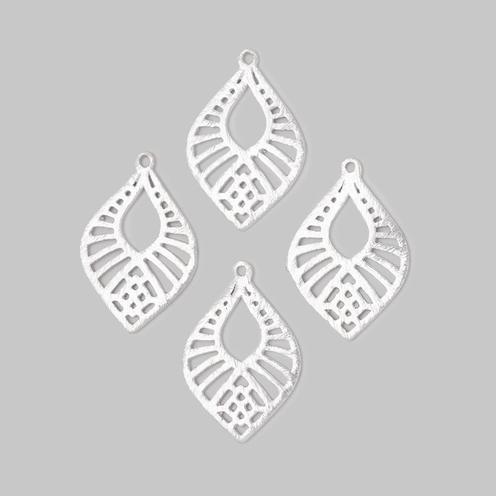 21x15.5mm Brushed Filigree Tear Drop Charm Set of 4 pieces (ONLINE ORDER ONLY)