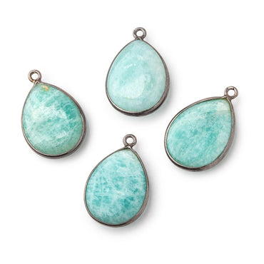 21x15mm Black Gold .925 Bezel Amazonite Plain Pear Pendant 1 Focal Bead (ONLINE ORDER ONLY)