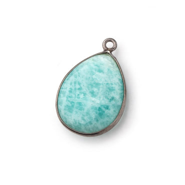 21x15mm Black Gold .925 Bezel Amazonite Plain Pear Pendant 1 Focal Bead (ONLINE ORDER ONLY)