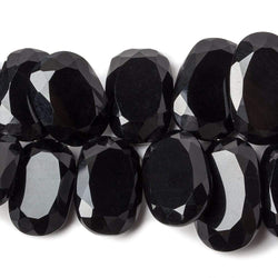 21x16-26x16mm Black Onyx Top Drilled Bevel Faceted Oval Beads 8 inch 27 pcs (ONLINE ORDER ONLY)