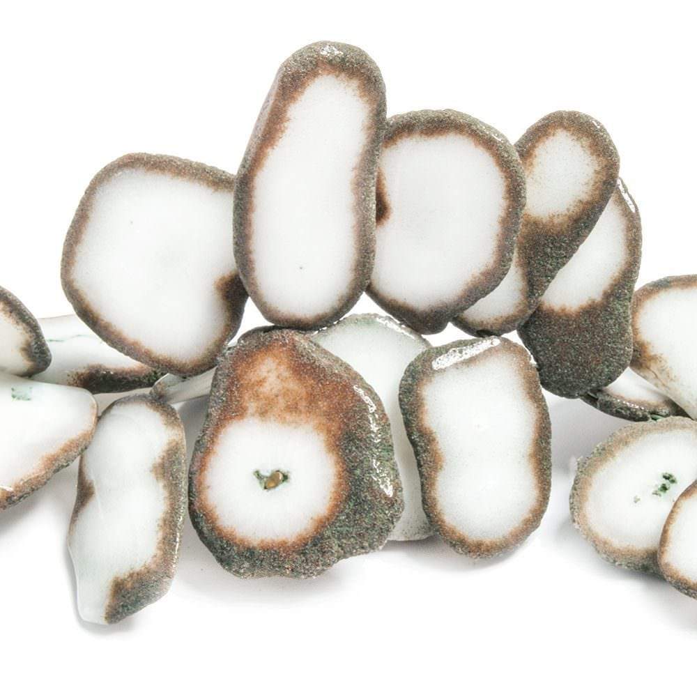 21x16-27x22mm Mocha Edged Solar Quartz Top Drilled Slices 7 inch 29 beads (ONLINE ORDER ONLY)