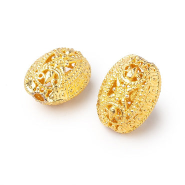 21x16mm 22kt Gold Plated Copper Filigree Oval Beads Set of 2 pieces (ONLINE ORDER ONLY)