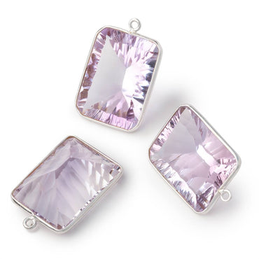21x16mm Sterling Silver Bezel Pink Amethyst Pavilion Faceted Rectangle 1 Pendant (ONLINE ORDER ONLY)