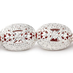 21x16mm Sterling Silver Plated Copper Filigree Oval 8 inch 10 Beads (ONLINE ORDER ONLY)