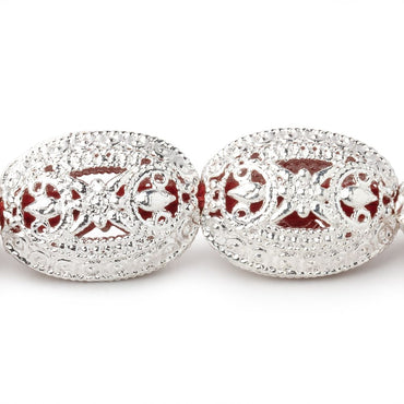 21x16mm Sterling Silver Plated Copper Filigree Oval 8 inch 10 Beads (ONLINE ORDER ONLY)