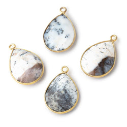 21x16mm Vermeil Bezel Dendritic Opal Faceted Pear Pendant 1 Focal Piece (ONLINE ORDER ONLY)