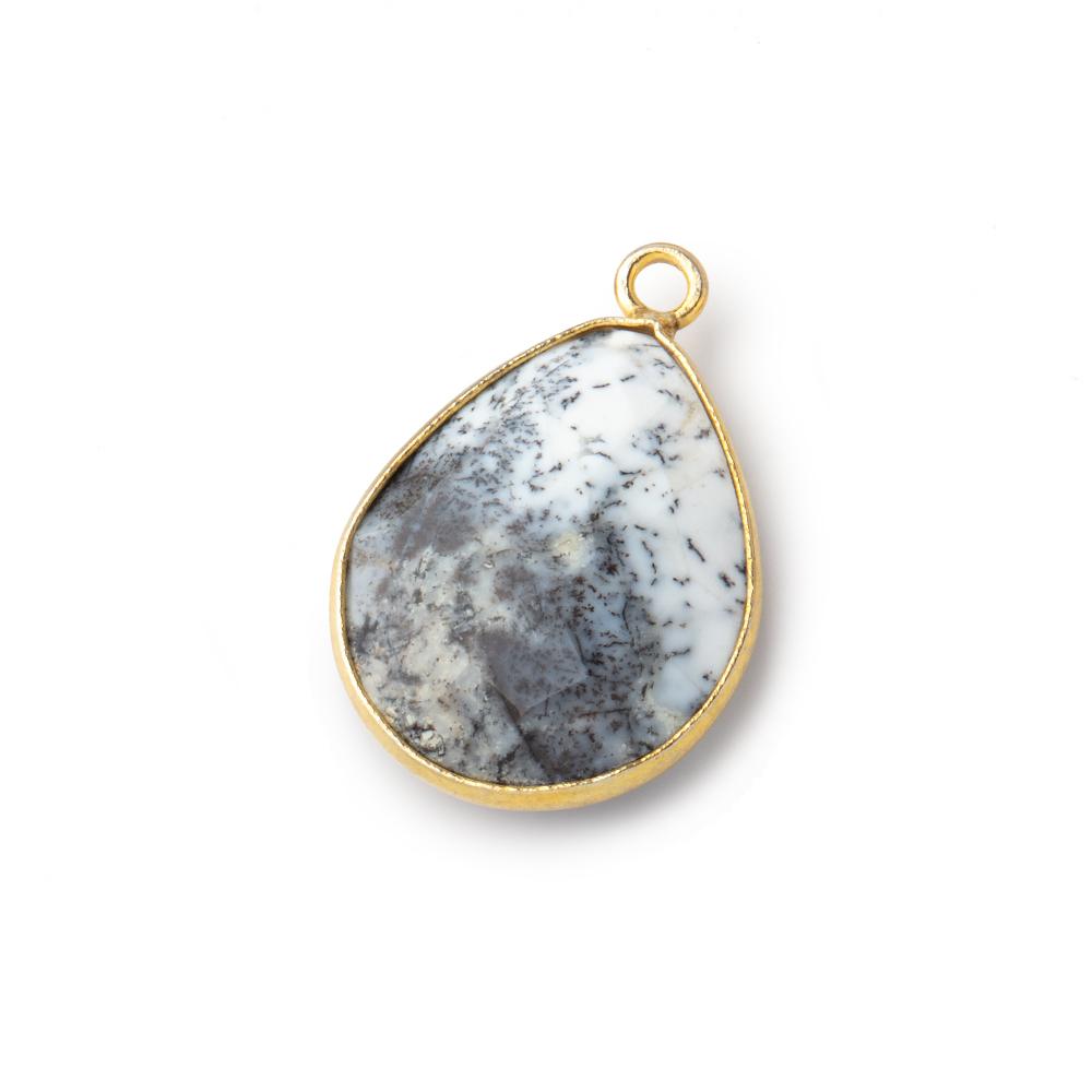 21x16mm Vermeil Bezel Dendritic Opal Faceted Pear Pendant 1 Focal Piece (ONLINE ORDER ONLY)