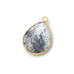 21x16mm Vermeil Bezel Dendritic Opal Faceted Pear Pendant 1 Focal Piece (ONLINE ORDER ONLY)