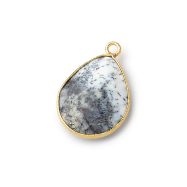 21x16mm Vermeil Bezel Dendritic Opal Faceted Pear Pendant 1 Focal Piece (ONLINE ORDER ONLY)