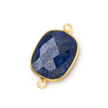 21x16mm Vermeil Bezel Lapis Lazuli Faceted Rectangle Connector 1 piece (ONLINE ORDER ONLY)