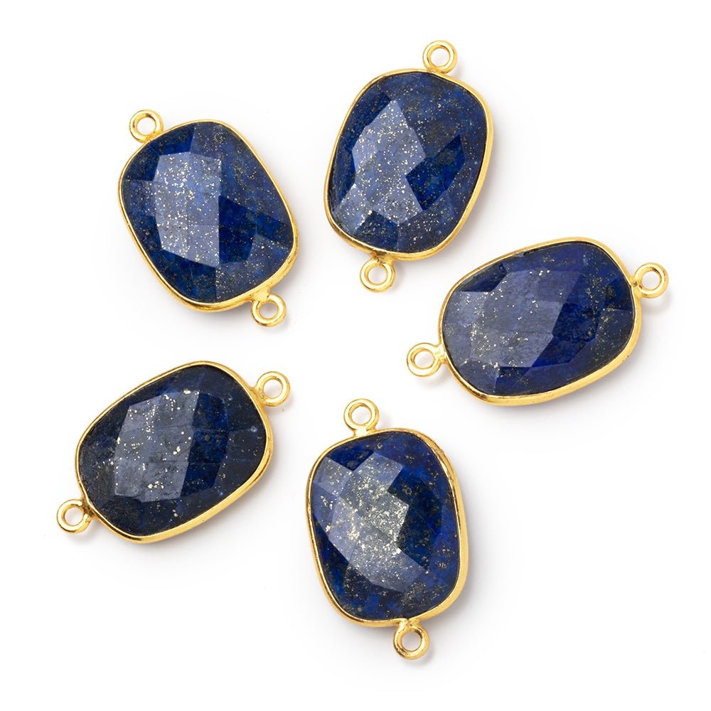 21x16mm Vermeil Bezel Lapis Lazuli Faceted Rectangle Connector 1 piece (ONLINE ORDER ONLY)