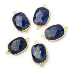 21x16mm Vermeil Bezel Lapis Lazuli Faceted Rectangle Connector 1 piece (ONLINE ORDER ONLY)