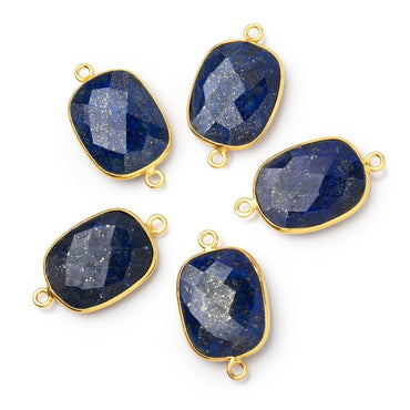 21x16mm Vermeil Bezel Lapis Lazuli Faceted Rectangle Connector 1 piece (ONLINE ORDER ONLY)
