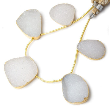 21x17-30x26mm Gold Leafed White Drusy freeform strand of 5 beads (ONLINE ORDER ONLY)
