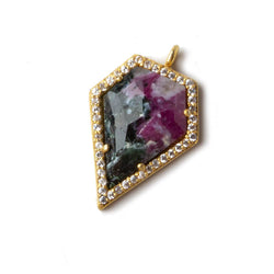 21x17mm Vermeil CZ Bezel Ruby in Zoisite Modified Shield Pendant 1 piece (ONLINE ORDER ONLY)
