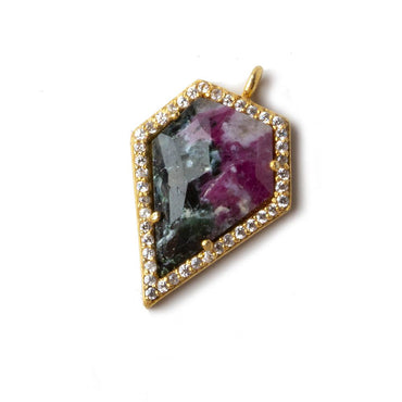 21x17mm Vermeil CZ Bezel Ruby in Zoisite Modified Shield Pendant 1 piece (ONLINE ORDER ONLY)
