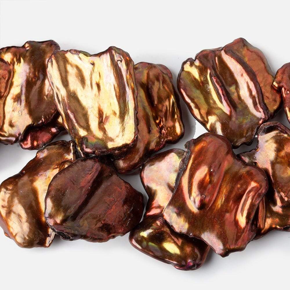 21x20-27x24mm Golden Copper Ultra Keshi Freshwater Pearl 16 inch 52 pieces AAA (ONLINE ORDER ONLY)