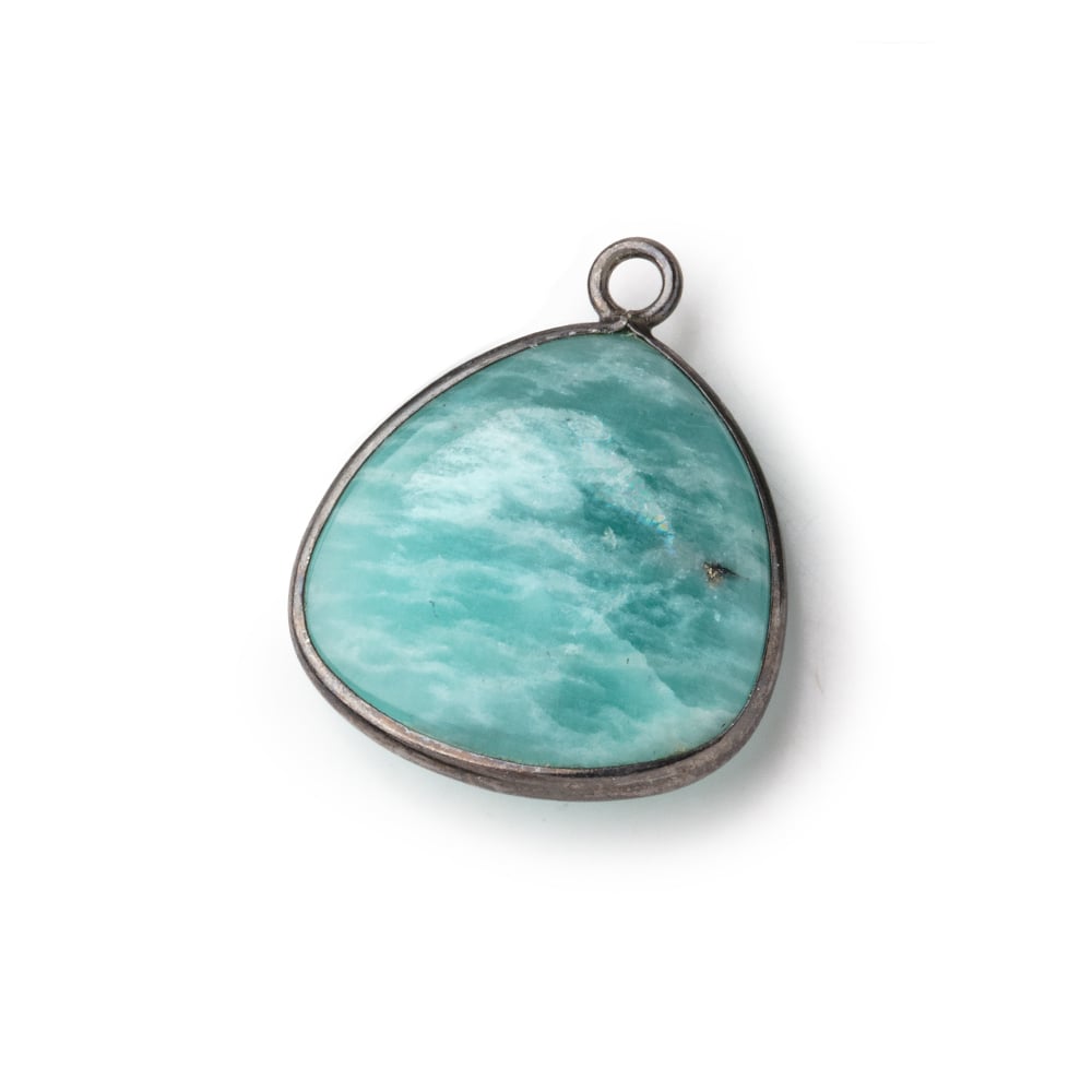 21x21mm Black Gold .925 Bezel Amazonite Plain Triangle Pendant 1 Focal Bead (ONLINE ORDER ONLY)