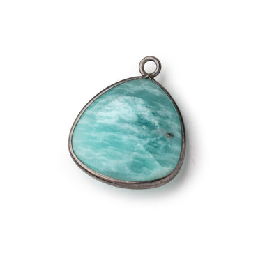 21x21mm Black Gold .925 Bezel Amazonite Plain Triangle Pendant 1 Focal Bead (ONLINE ORDER ONLY)