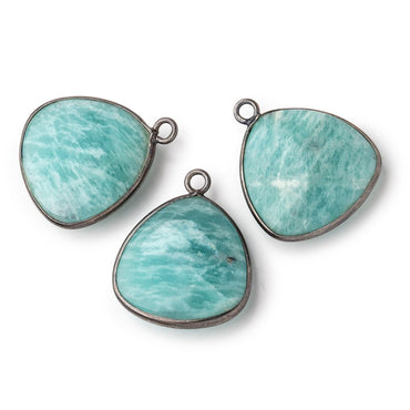21x21mm Black Gold .925 Bezel Amazonite Plain Triangle Pendant 1 Focal Bead (ONLINE ORDER ONLY)