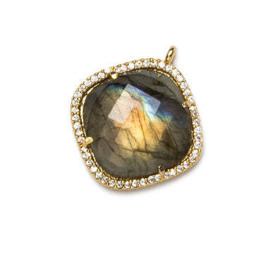 21x21mm Vermeil CZ Bezel Labradorite Pillow Pendant (ONLINE ORDER ONLY)