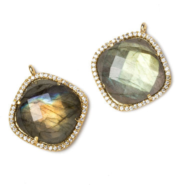 21x21mm Vermeil CZ Bezel Labradorite Pillow Pendant (ONLINE ORDER ONLY)