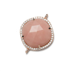 21x21mm Rose Gold Bezel CZ and Pink Peruvian Opal Pillow 2 ring Connector 1 focal bead (ONLINE ORDER ONLY)
