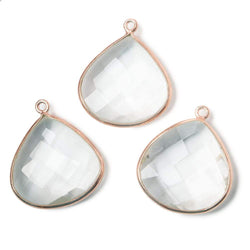 21x21mm Rose Gold Bezeled Crystal Quartz faceted heart Pendant 1 piece (ONLINE ORDER ONLY)