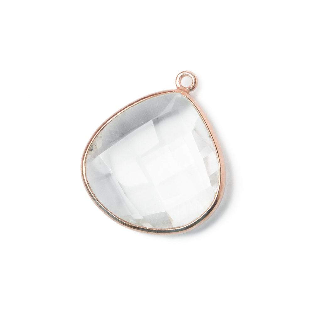21x21mm Rose Gold Bezeled Crystal Quartz faceted heart Pendant 1 piece (ONLINE ORDER ONLY)