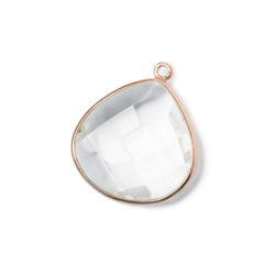 21x21mm Rose Gold Bezeled Crystal Quartz faceted heart Pendant 1 piece (ONLINE ORDER ONLY)