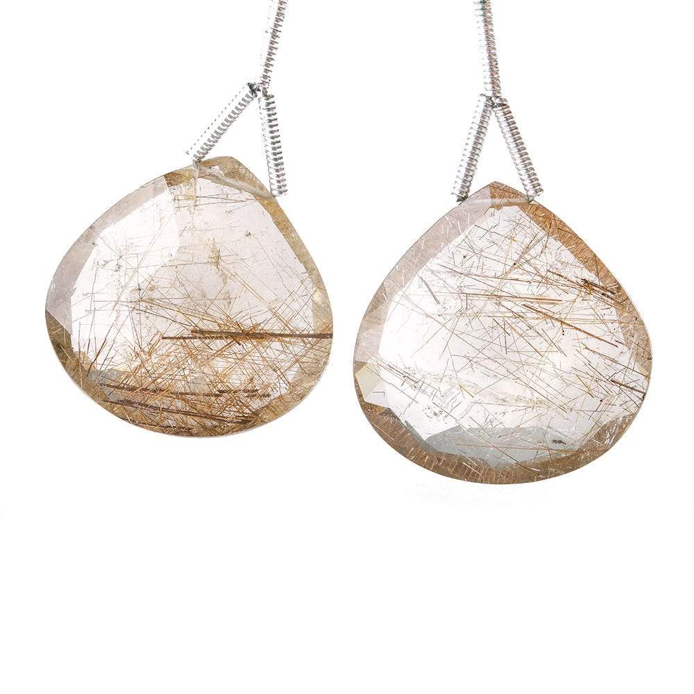 21x21mm Rutilated Quartz Faceted Heart Focal Bead 2 pieces (ONLINE ORDER ONLY)